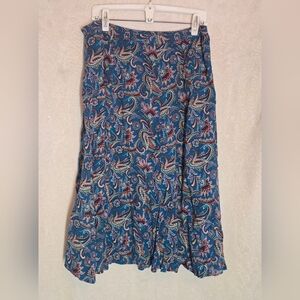 Women's Vintage Blue Skirt Paisley Print